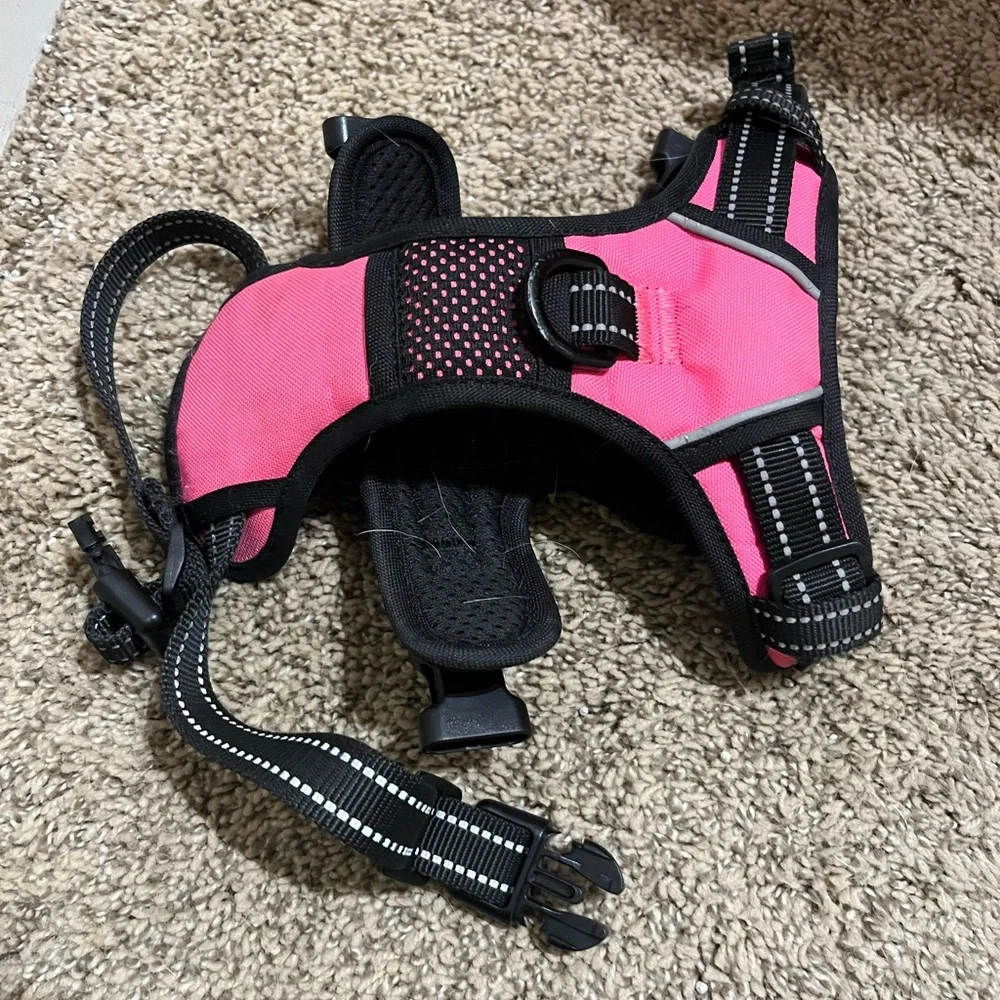 Pink adjustable dog harness